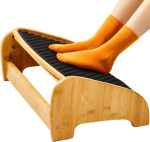 HUANUO Bamboo Under Desk Footrest with Massage Surface